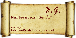 Wallerstein Gerő névjegykártya